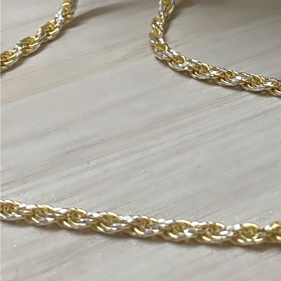 14K Gold Rope Chain • Diamond Cut Rope Chain • Real Silver • Men Chain •… - Picture 1 of 13